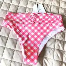 Onia Susana Bottom Pink Gingham High Waisted L