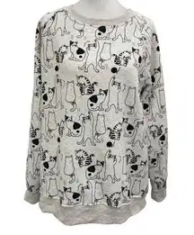 LA Soul Cat Kitten Drawing Comfy Pullover Sweatshirt Sweater Kidcore Gray sz XL