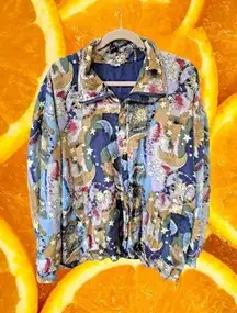 FUDA International 100% Silk Star, Sun And‎ Moon Jacket Size 2XL