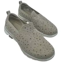 Skechers Go Walk 5-Limelight Slip-On Shoes Taupe/Beige With Rhinestones Womens 8