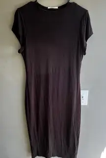 Sleeveless Black Midi Dress Bodycon Fit Casual Day Dress Size Large Minimalist