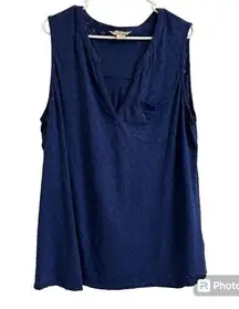 Bob Timberlake Womens XXL Blue Sleeveless Eyelet Blouse Top Boho Casual Light