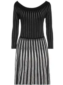 NWT Emporio Armani ottoman rib long sleeve black white gray dress