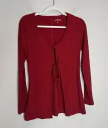 Year Of Ours Red Long Sleeve Bow Tie Front Shirt Size Medium