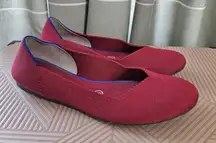 Rothy's Bright Red The Flat Round Toe Business Casual Recycled Sustainable Chic