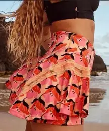 FP Free People Movement Pleats and Thank You Floral Yoga Athletic Skort Skirt M