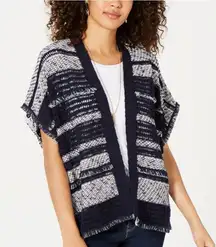 ✨Navy Striped Fringed Short Sleeve Top✨