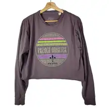 Blue 84 Purple French Quarter New Orleans Travel Cropped Long Sleeve T-Shirt M