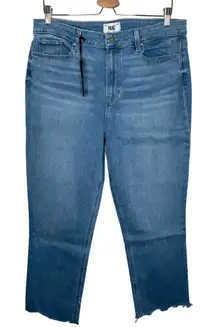 Paige Cindy Crop High Rise Straight Blue Jeans Womens Size 34 Raw Hem