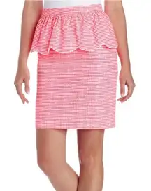 Lilly Pulitzer Pink Checkered Pencil Skirt with Peplum Trim