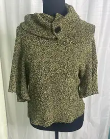 On Fire cowl neck size medium Woman's short sleeve‎ yellow black Sweater