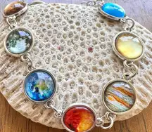 Solar System Bracelet New Planets Earth Universe Moon Sky Lobster Hook Closure