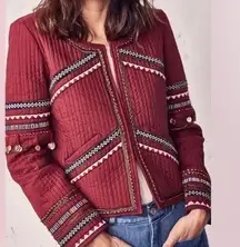 LoveshackFancy NAYA EMBROIDERED JACKET IN CAYENNE NWT