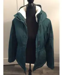 Hollister EUC Emerald Green All Weather jacket Sherpa Lined Small S