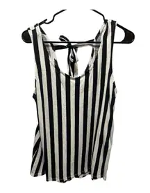 Cato Black and White Striped Tank Top size large lightweight. Ties in the back.