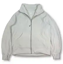 Lululemon Scuba Fleece Full Zip Jacket Mock Neck Thumbholes White M/L Womens
