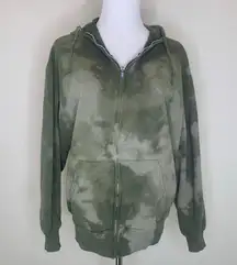 Army Green Tan Bleach Dyed Hoodie Medium