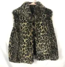 Valerie Stevens Women's Size L/XL Sleeveless Faux Fur Leopard Print Vest