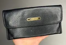 Michael Kors MK Black Wallet Clutch Slim Card Holder Pebble Leather Envelope Zip