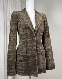 Isabel de Pedro Mr. Cat Brown Textured Slim Fit Single Breasted Blazer