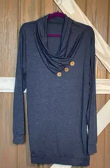 Navy Cowl Neck Sweater with Button Detail. P2P 26-31”.  Size XXL NWOT