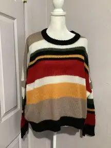 Kerisma Wool Mohair Blend Striped Open Knit Pullover Sweater S