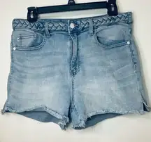 Judy Blue Jean Shorts Women 30 Blue Braided Stretch Light Wash Mid Rise Denim