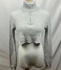 Brandy Melville zip up ribbed cropped turtleneck sweater size small