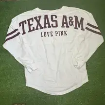 Retro Texas A&M Shirt Med Oversized VS Pink Aggie Football Long Sleeve white