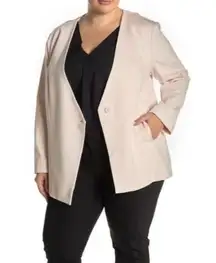 AMANDA + Chelsea pink ponte one button ponte blazer jacket