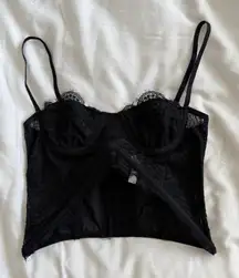 Urban Outfitters Out From Under Black Mesh Underwire Corset Top Size S
