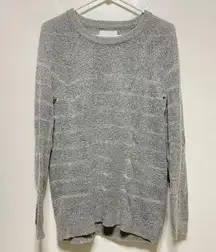 Current/Elliott Gray Long Sleeved Crew Neck Sweater Silver Accents