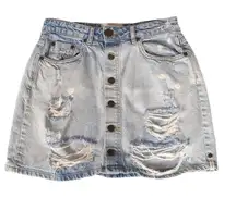 One teaspoon viper high  waist button mini destructed denim skirt size 26