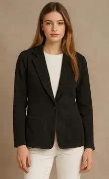 James Perse Standard Black Cotton Knit Shawl Collar BlazerJacket Womens‎ Medium