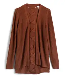 Pinque Womens Open Front Jamelya Back‎ Detail Cardigan Artisan Rust Medium NWT