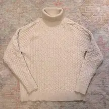 Chunky Cable Knit Turtleneck Sweater in Oatmeal