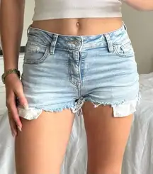 American Eagle next level stretch jean shorts with flower pockets