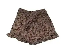 Animal Cheetah Print Ruffled Hem High Waisted Shorts Side Zip Size Small