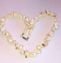 Off White Puka Shell Cut Shell Beaded Boho Retro Necklace