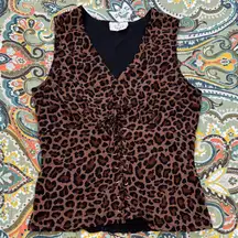 Chic Leopard Print Lace-Up Tank Top