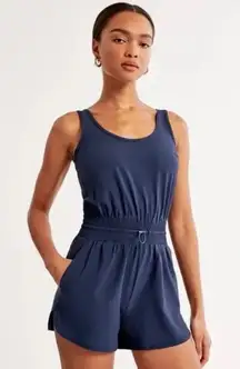 Abercrombie & Fitch Navy‎ Blue Sleeveless Short Jumpsuit with Cinched Waist XL