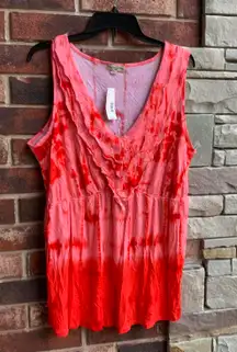 NWT Live And Let Live Red Tye Dye Sleeveless Top 1X