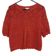 Sundance Jocelyn Cardigan Sweater Womens Large Spiced Coral Short Sleeve NWOT