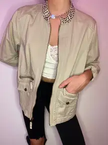 CHICOS RHINESTONED KHAKI JACKET 