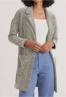 Marine Layer Women's Birdseye Collared Cardigan-Black/White Contrast Med