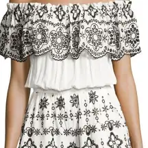 Parker Julie Embroidered Off The Shoulder Romper White