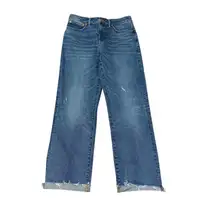 Madewell Rail Straight Wide Leg Jeans Distressed Frayed Hem Women's Size 27 NWOT