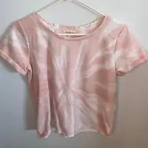 Pink cropped tie dye shirt