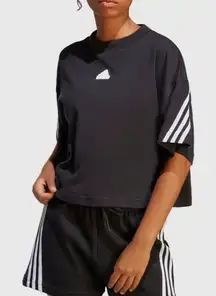 Adidas Future Icons 3-Stripes Tee Cropped Black & White Women’s Size XL