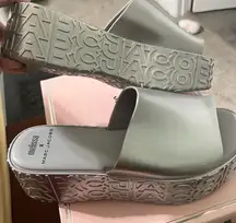 NWOT Marc Jacobs X Melissa Metallic Silver Platform Slides
